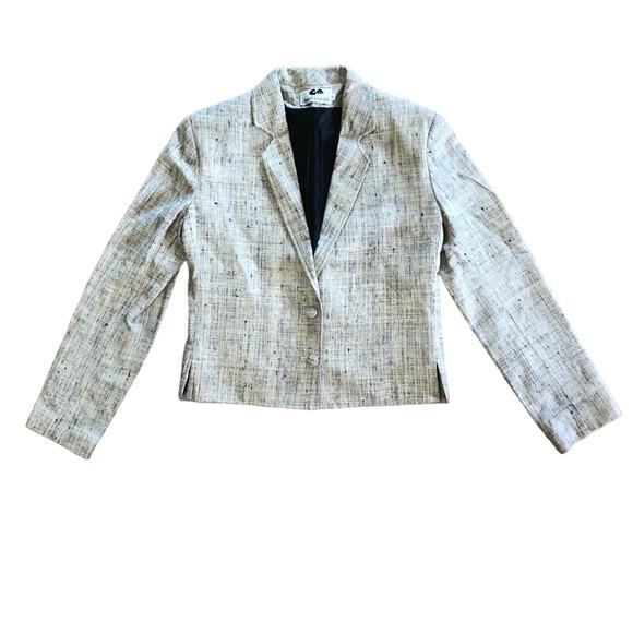 Vintage Jackets & Blazers - Clare Joseph Rare Vintage Blue & White Silk Blazer Jacket Womens 6